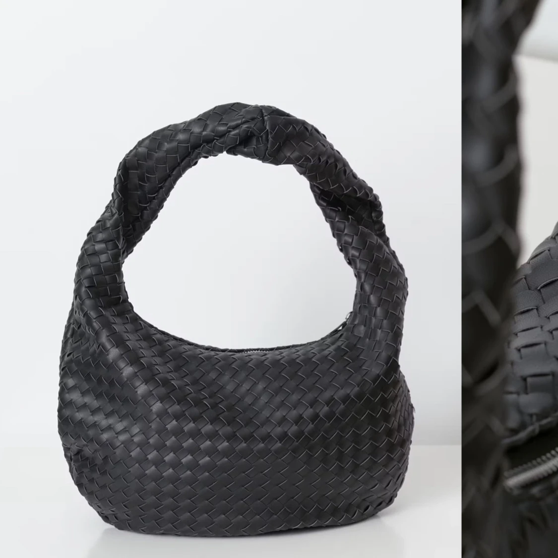 Svart flätad axelväska