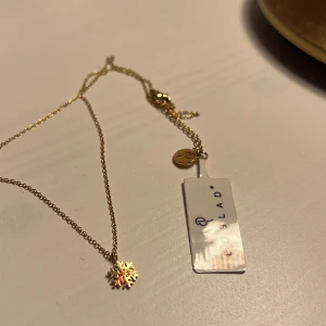 Guldhalsband med snöflingehänge från Edblad - Elegant guldhalsband från Edblad med ett vackert snöflingehänge. Perfekt för att ge en touch av vinterkänsla till din outfit. Halsbandet har en fin kedja och ett litet runt märke nära låset. Helt ny. Winter Necklace heter modellen 