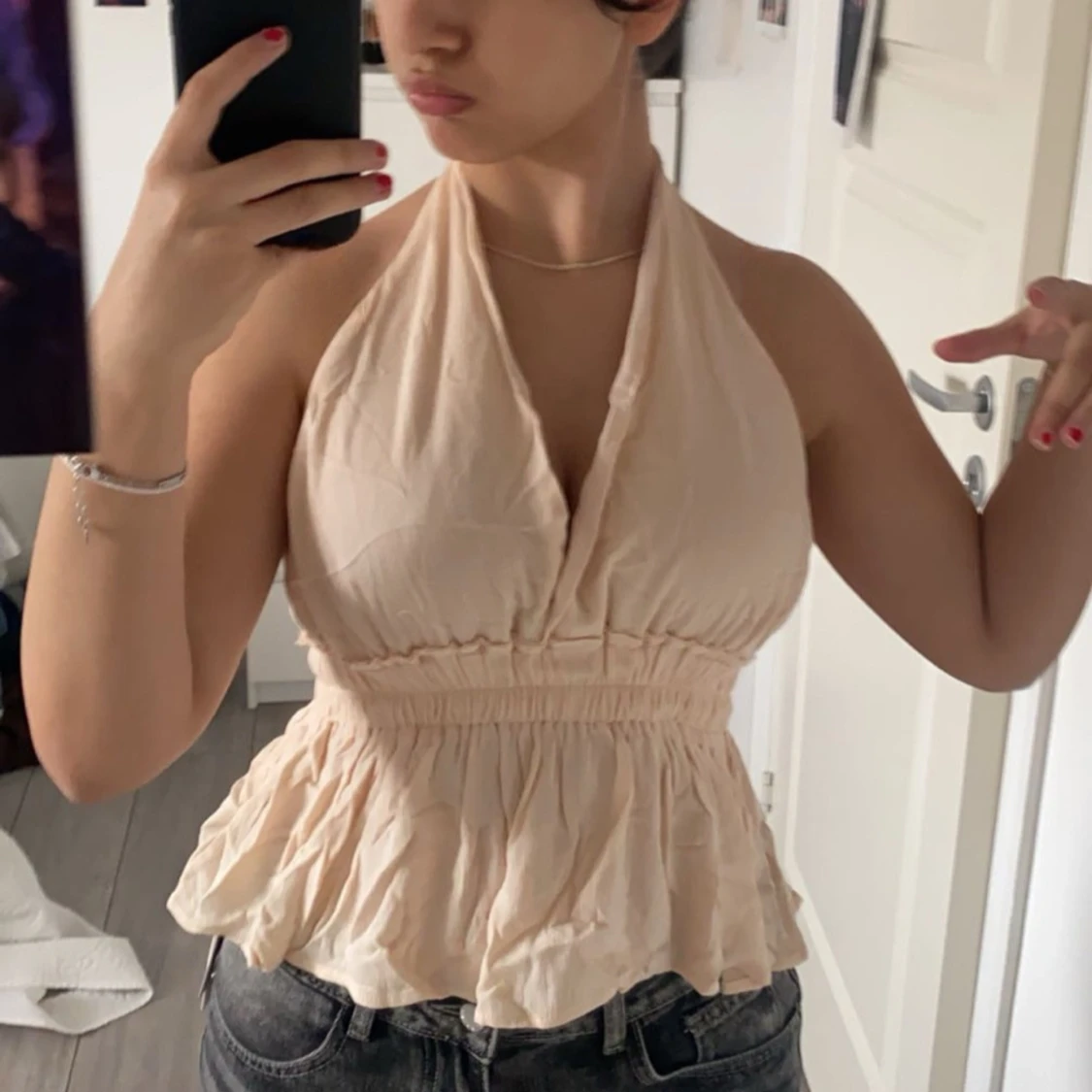 Beige halterneck topp - 38