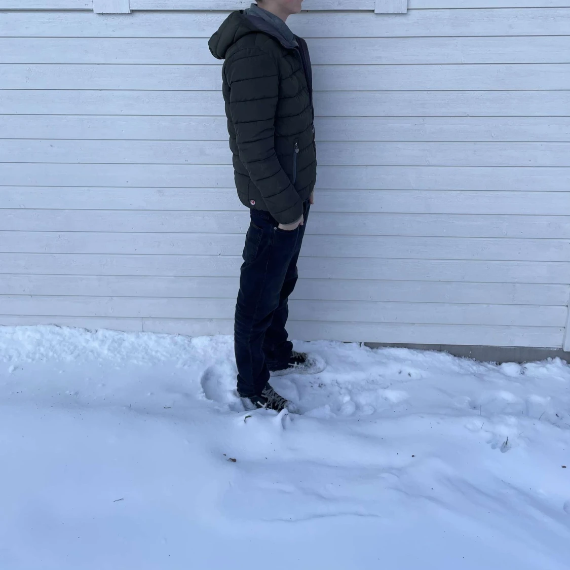 Grön pufferjacka med huva - 91