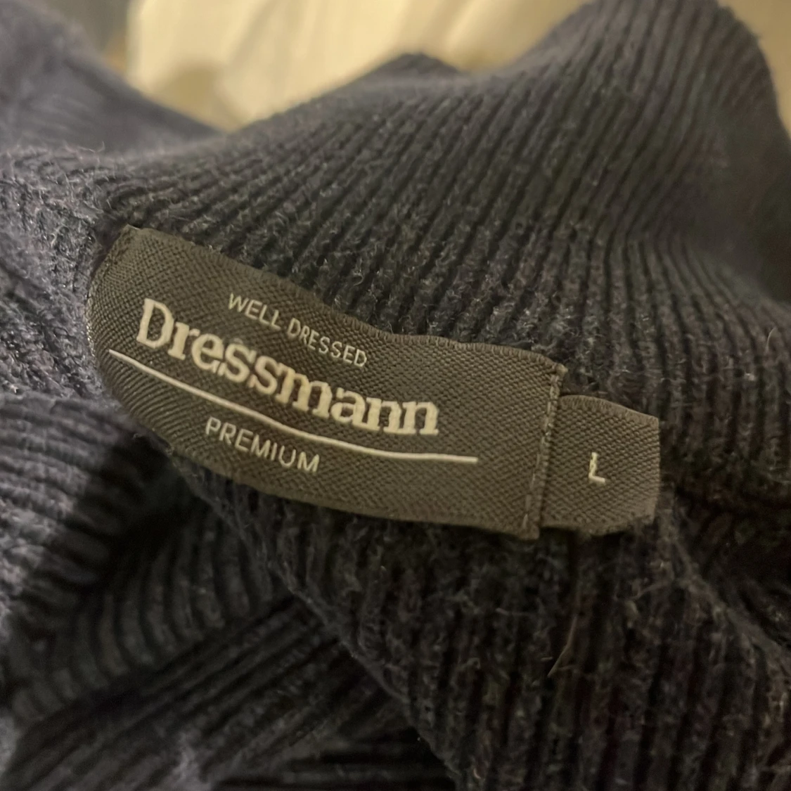 Mörkblå stickad halfzip  - 2