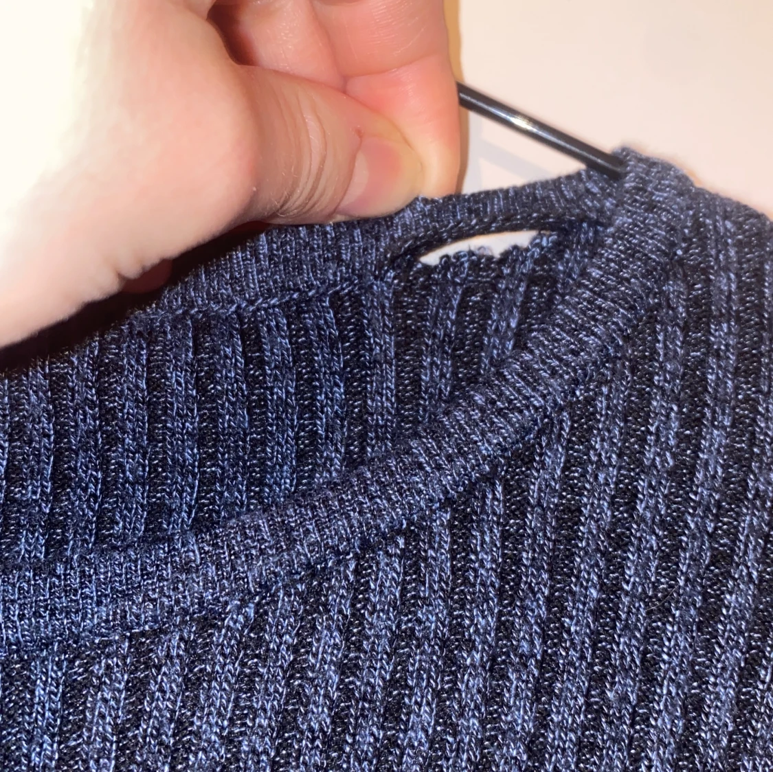 Blå ribbad kofta från Lindex - 2