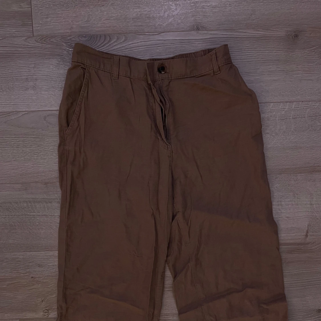 Bruna linnebyxor med resår i midjan - 2