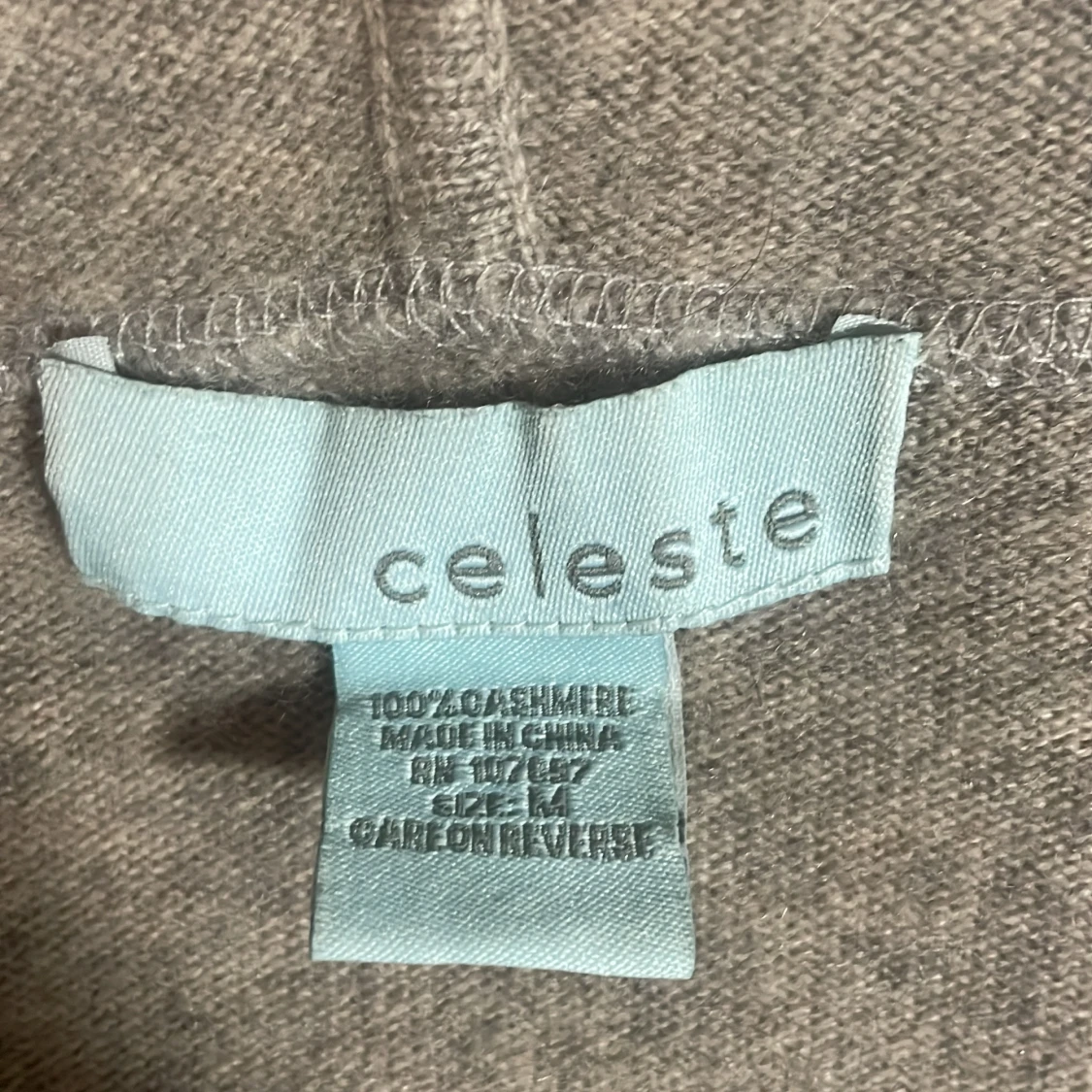  beige grå zip hoodie i kashmir. - 3