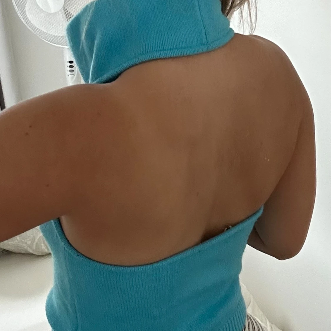 Stickad blå topp  - 91