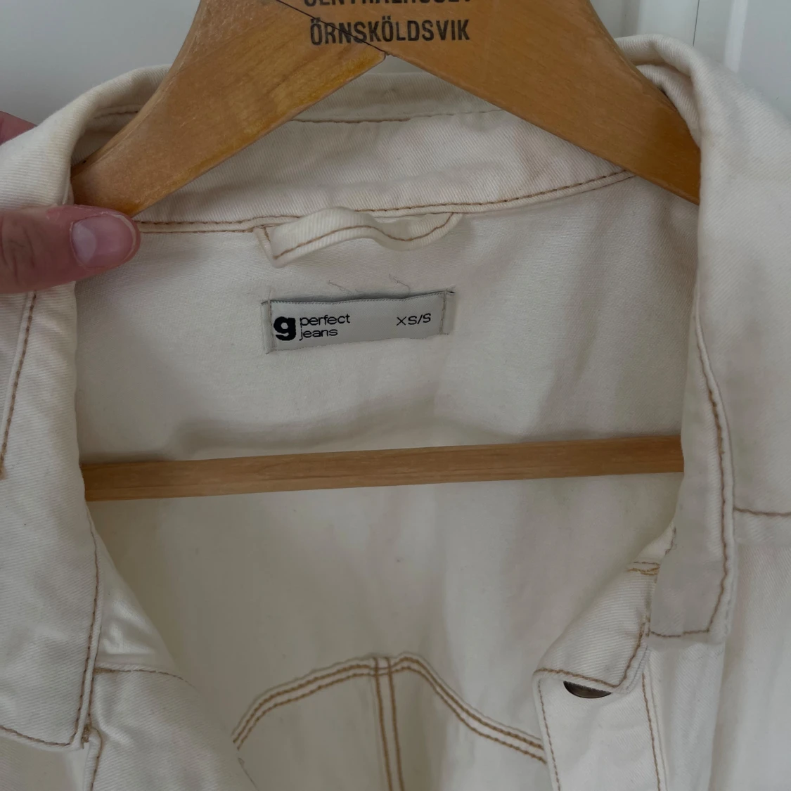 Oversized Vit jeansjacka, Gina, XS/S - 90