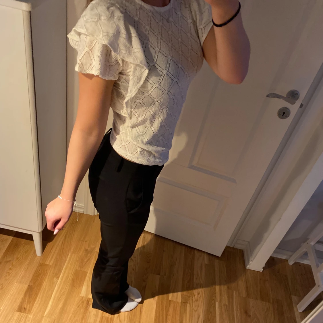 Vit spets t-shirt - 90