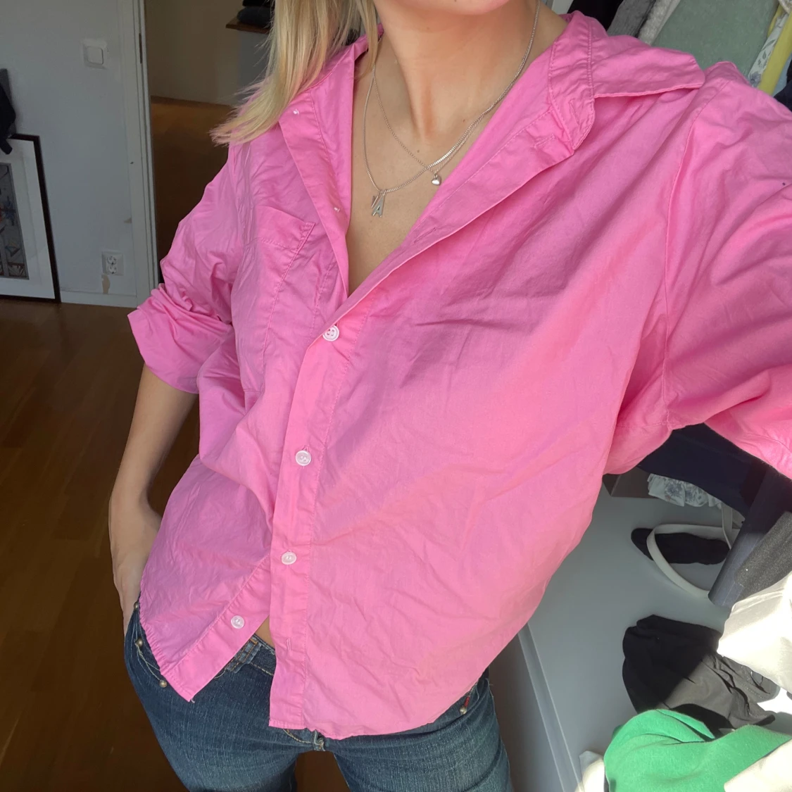 Rosa skjorta med knappar - 91