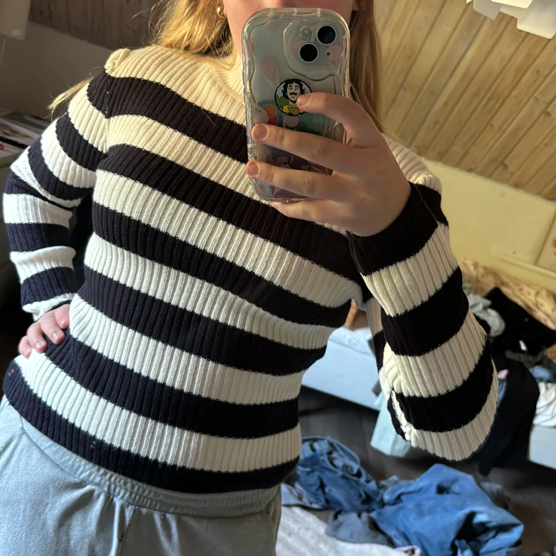 Randig stickad tröja - 91