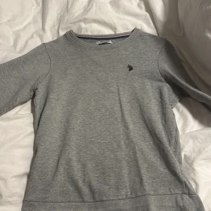 Grå tröja från U.S. Polo Assn. - Säljer en stilren grå tröja från U.S. Polo Assn. med en liten logotyp på bröstet. Tröjan har långa ärmar och en rund halsringning. Perfekt för en avslappnad look.