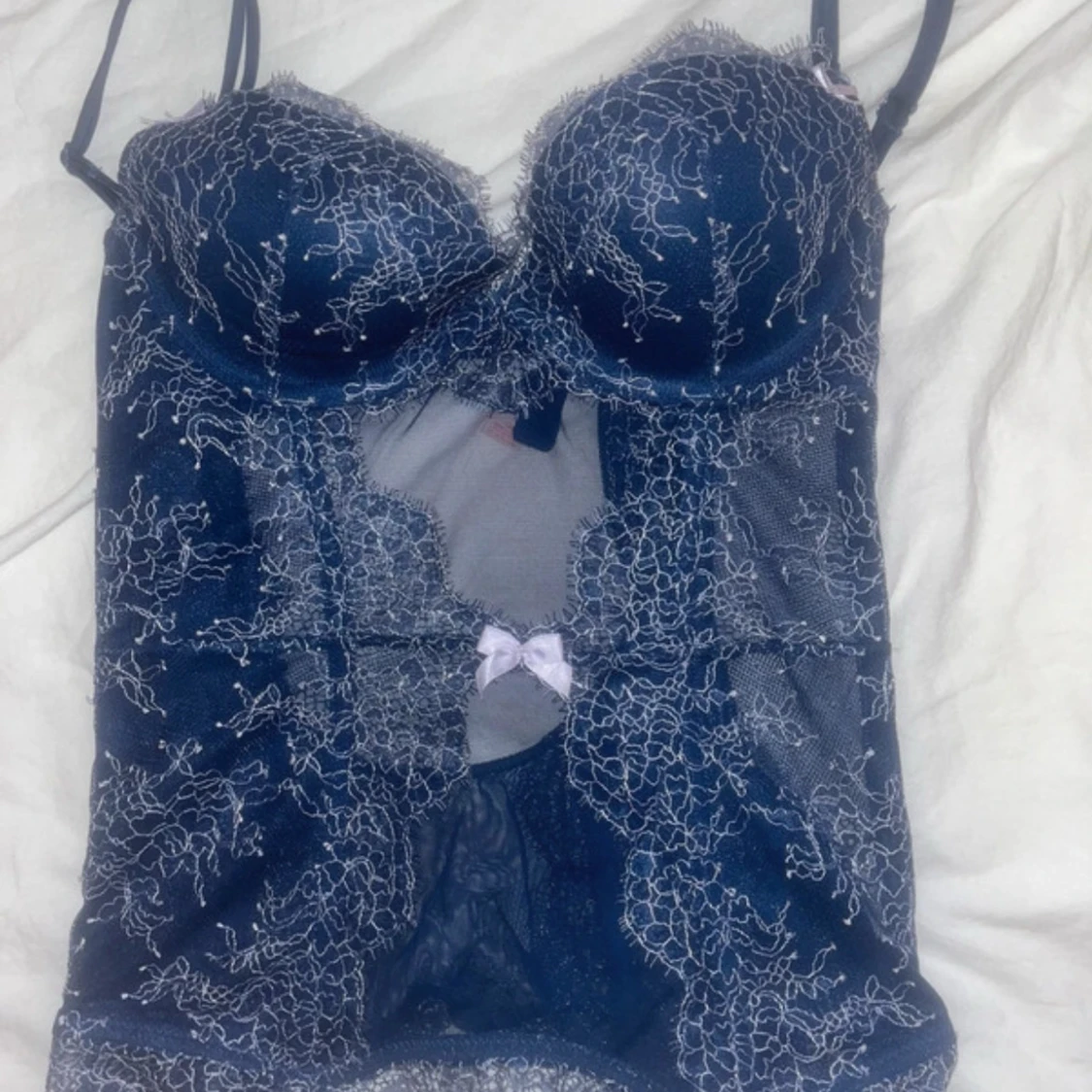 Blå spetskorsett från Victoria's Secret