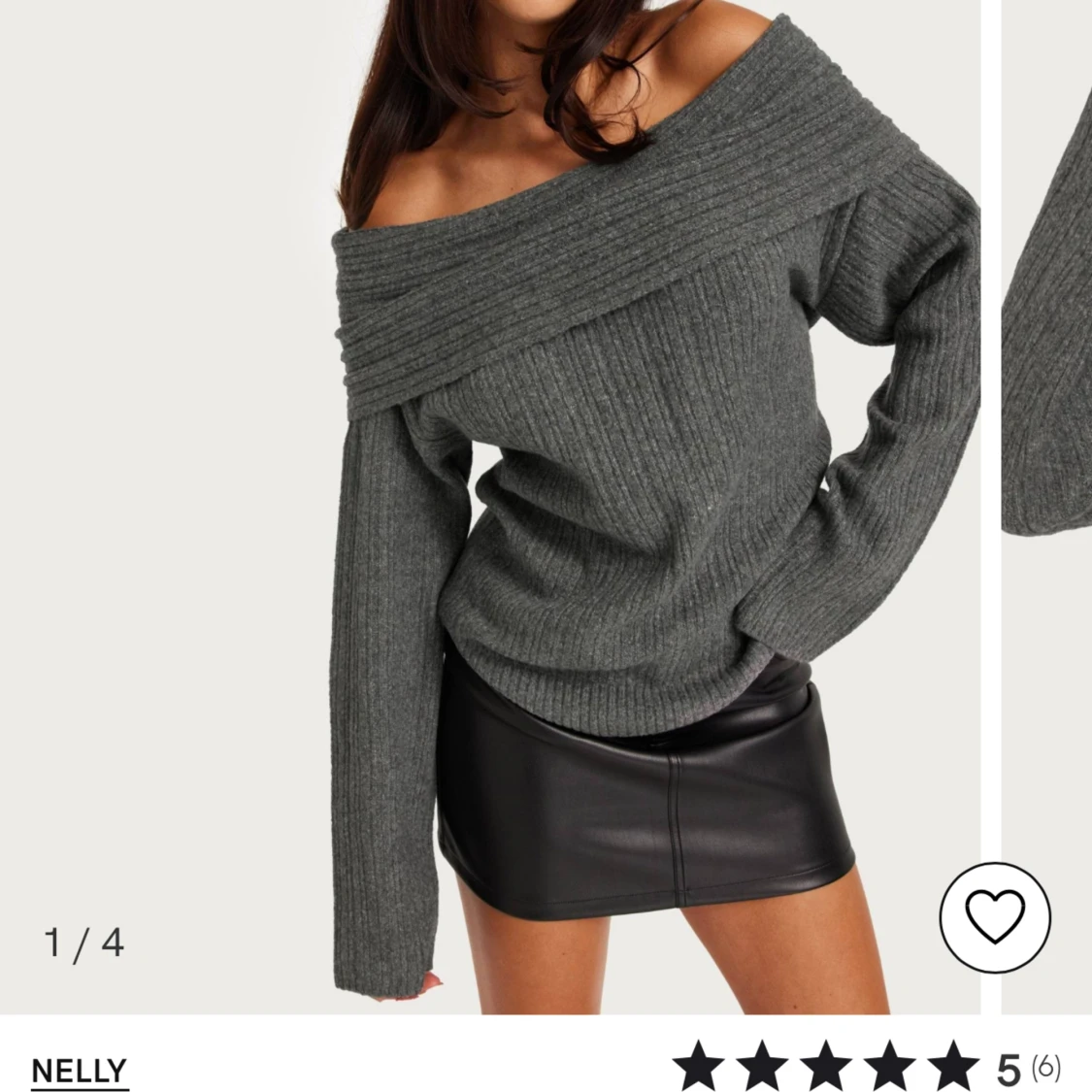 Off shoulder stickad tröja