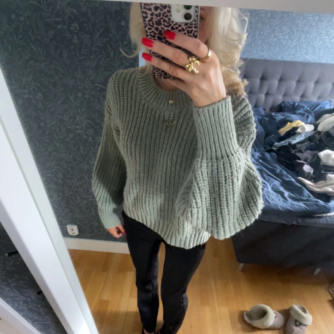 Grön stickad tröja