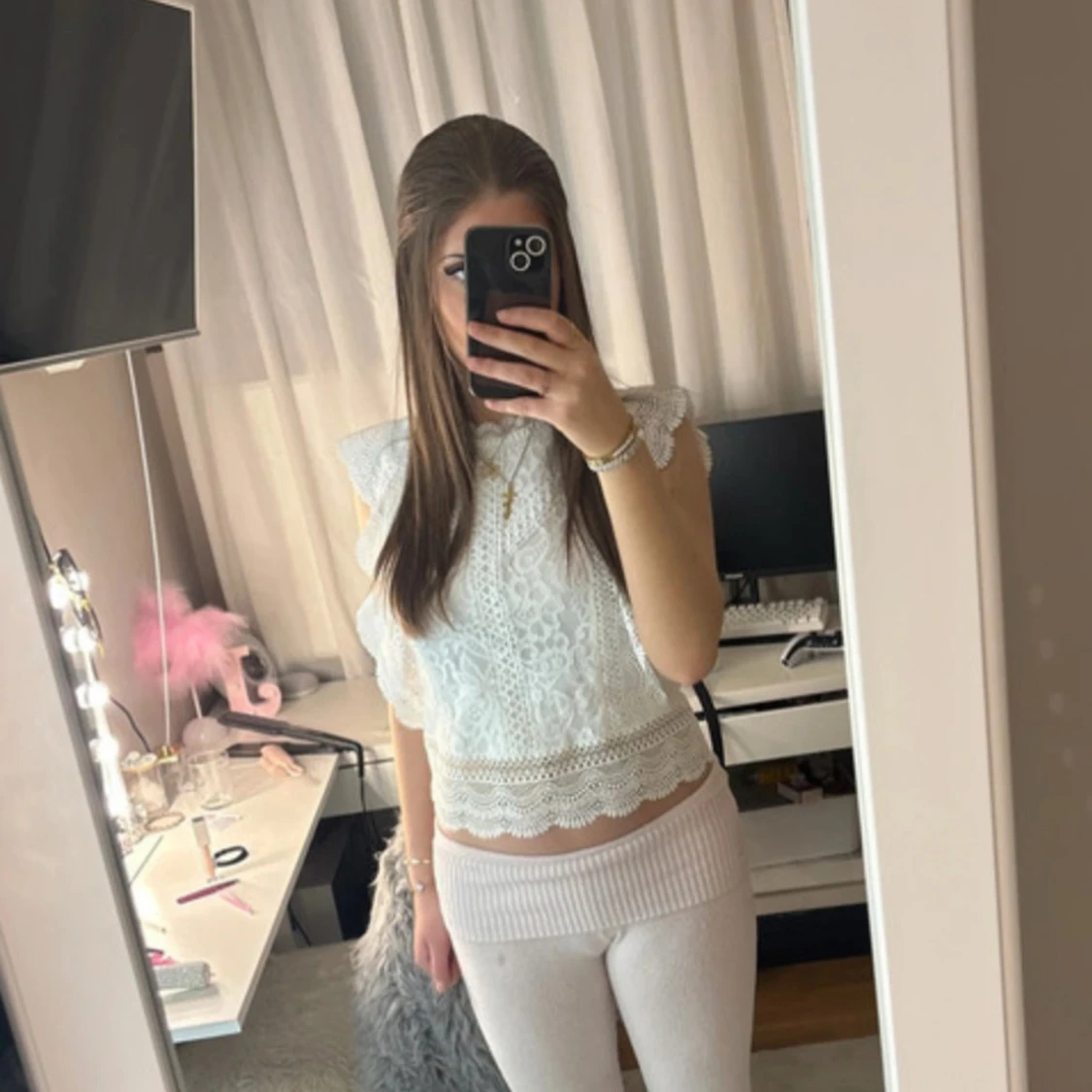 Vit spetstopp/blus - 4