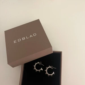 Silvriga örhängen med nitar från Edblad -  silvriga örhängen från Edblad (Peak Creoles S Steel) i bra skick☺️ säljer på grund att att dom inte kommer till användning längre.