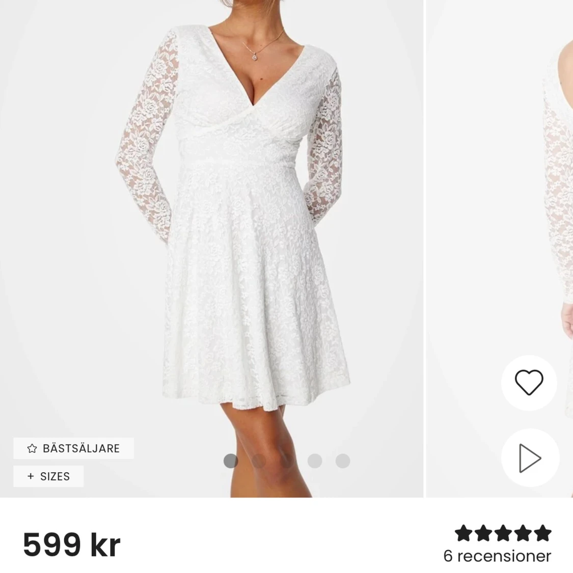 Vit spets/studentklänning från Bubbleroom - 3