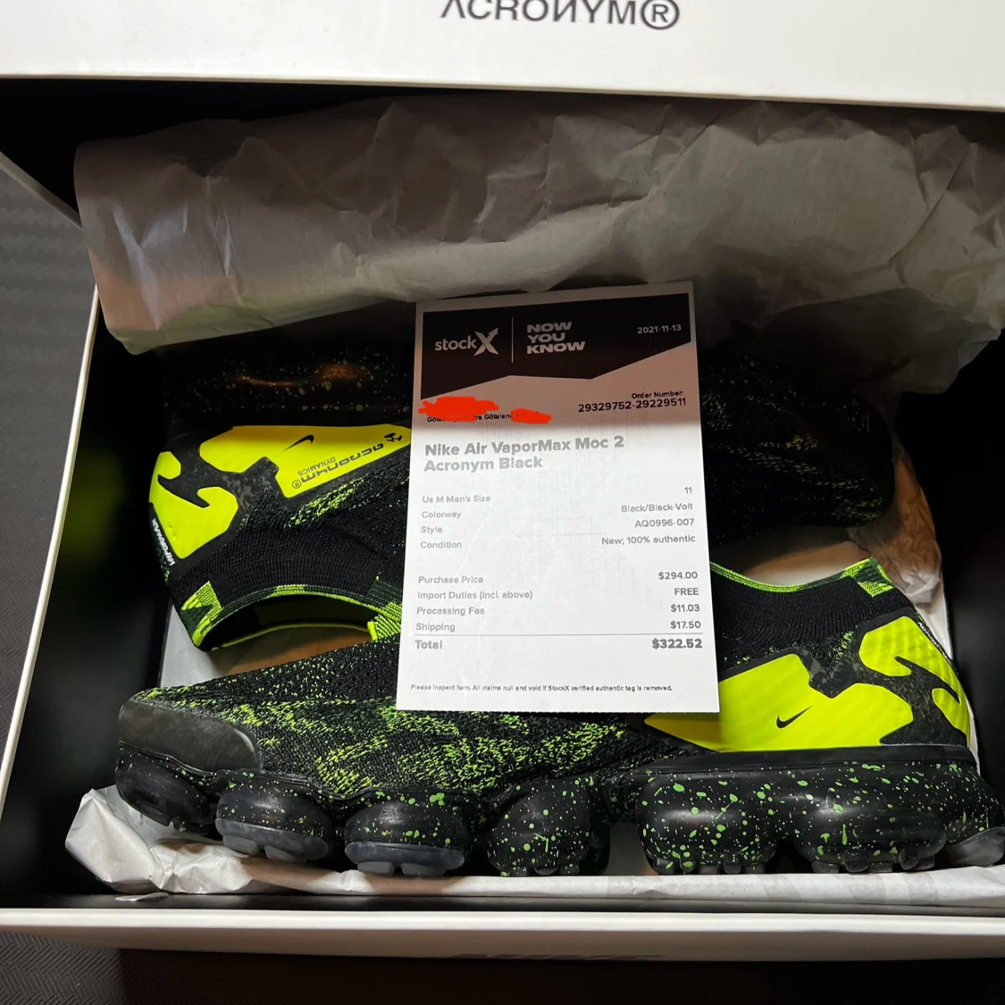 NIKE ACRONYM X AIR VAPORMAX MOC 2 'VOLT' - 1