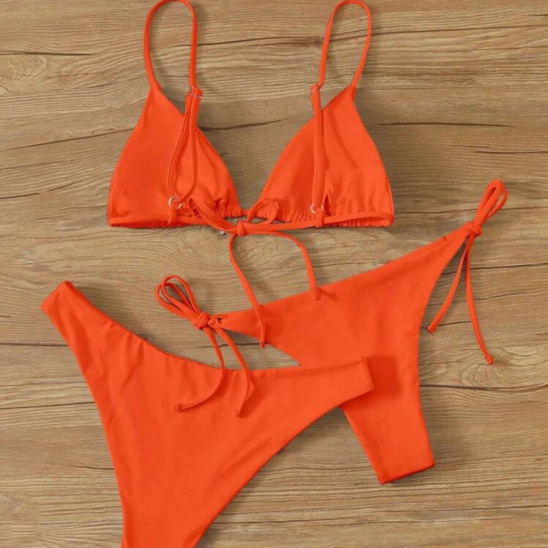 Orange bikini med knytband - 1