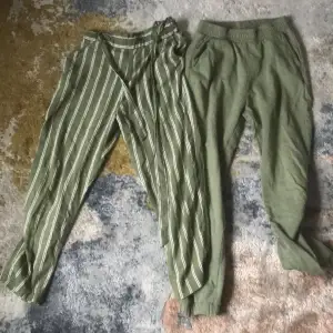 Säljer två byxor som är i fint skick, sparsamt använda 🥰 den gröna är från Lindex och den andra gröna med linjer är från HM, storlek 134 typ 🫶🏻tvättas o stryks innan det postas