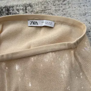 Jättefin lågmidjad beige paljettkjol från Zara!!