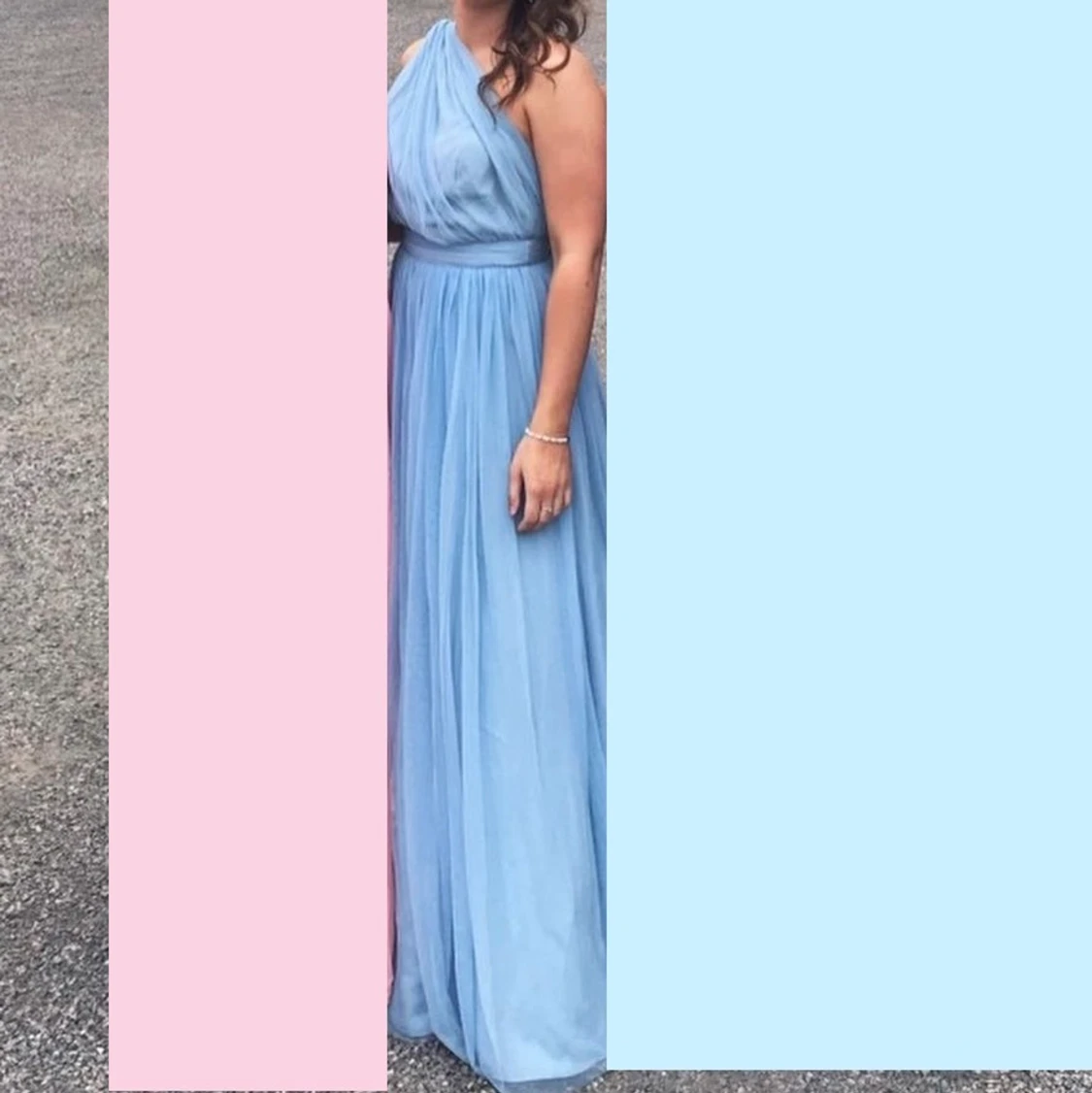 Himmelblå balklänning i tyll strl M