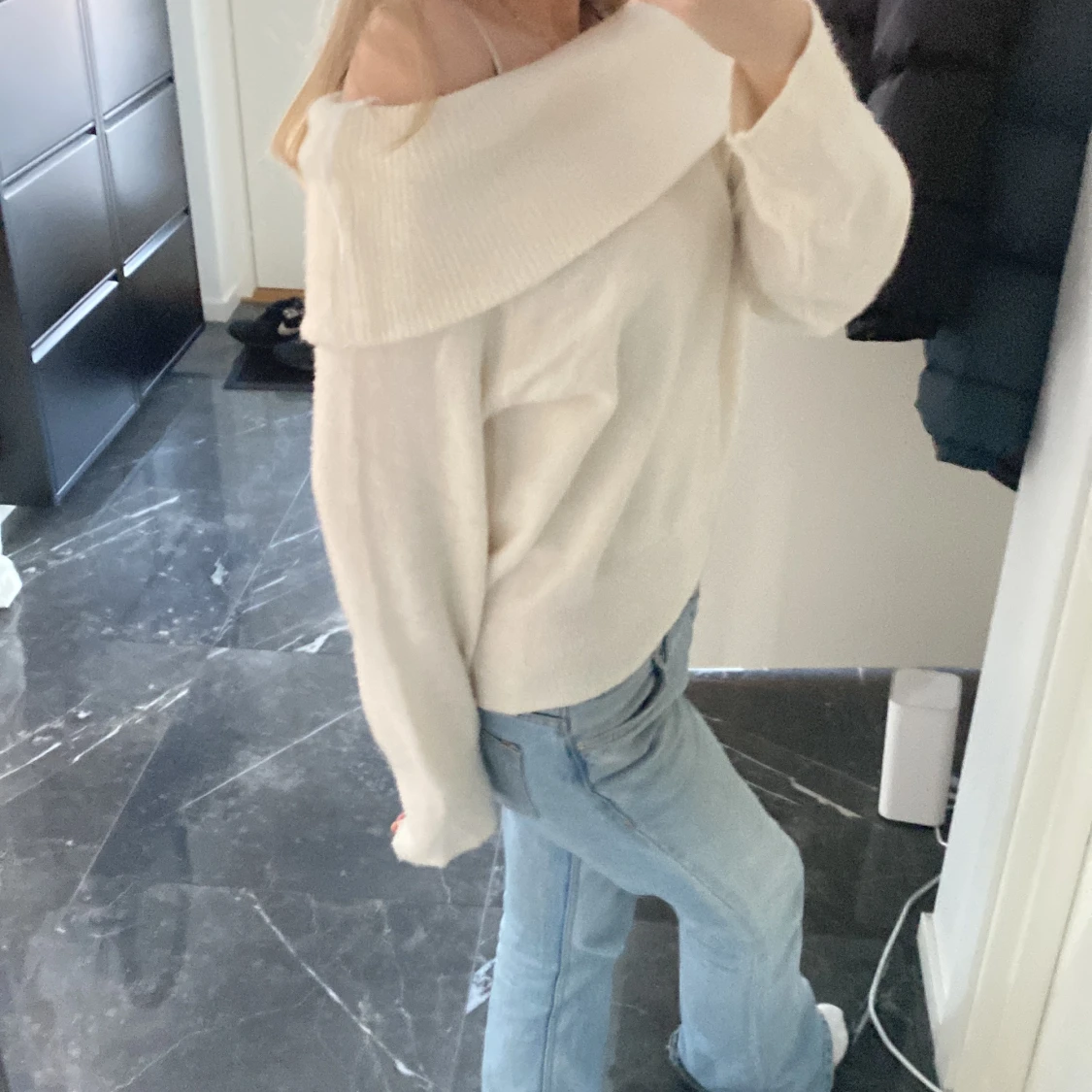 Offshoulder stickad tröja - 91