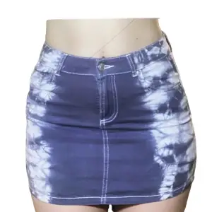 Blue mini skirt with tie dye details. The colour is best represented in the first picture