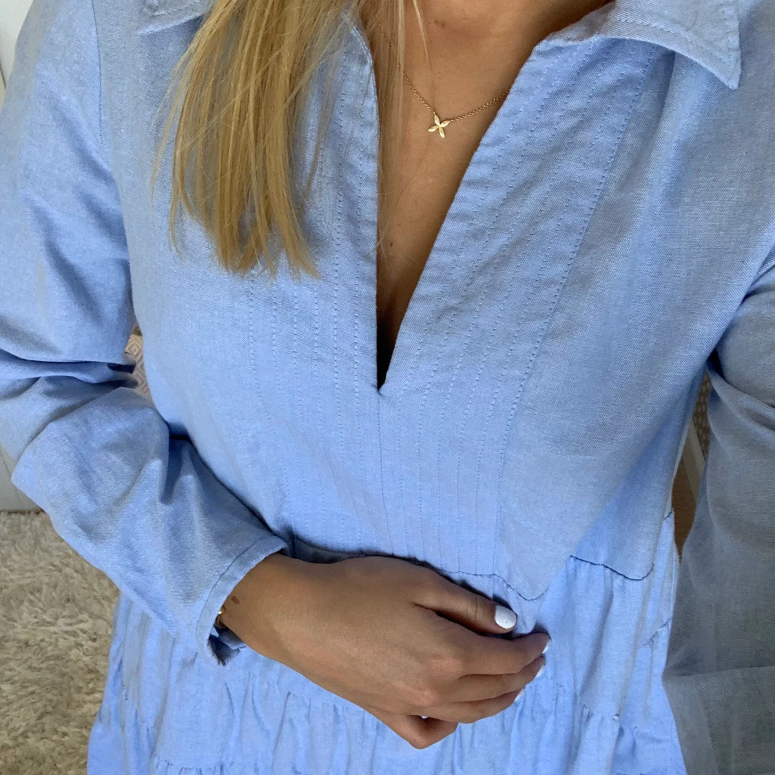 Blå skjortklänning  - 90