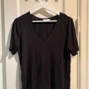 Vanlig enkel svart T-shirt, använt men fint skick.  Mango S
