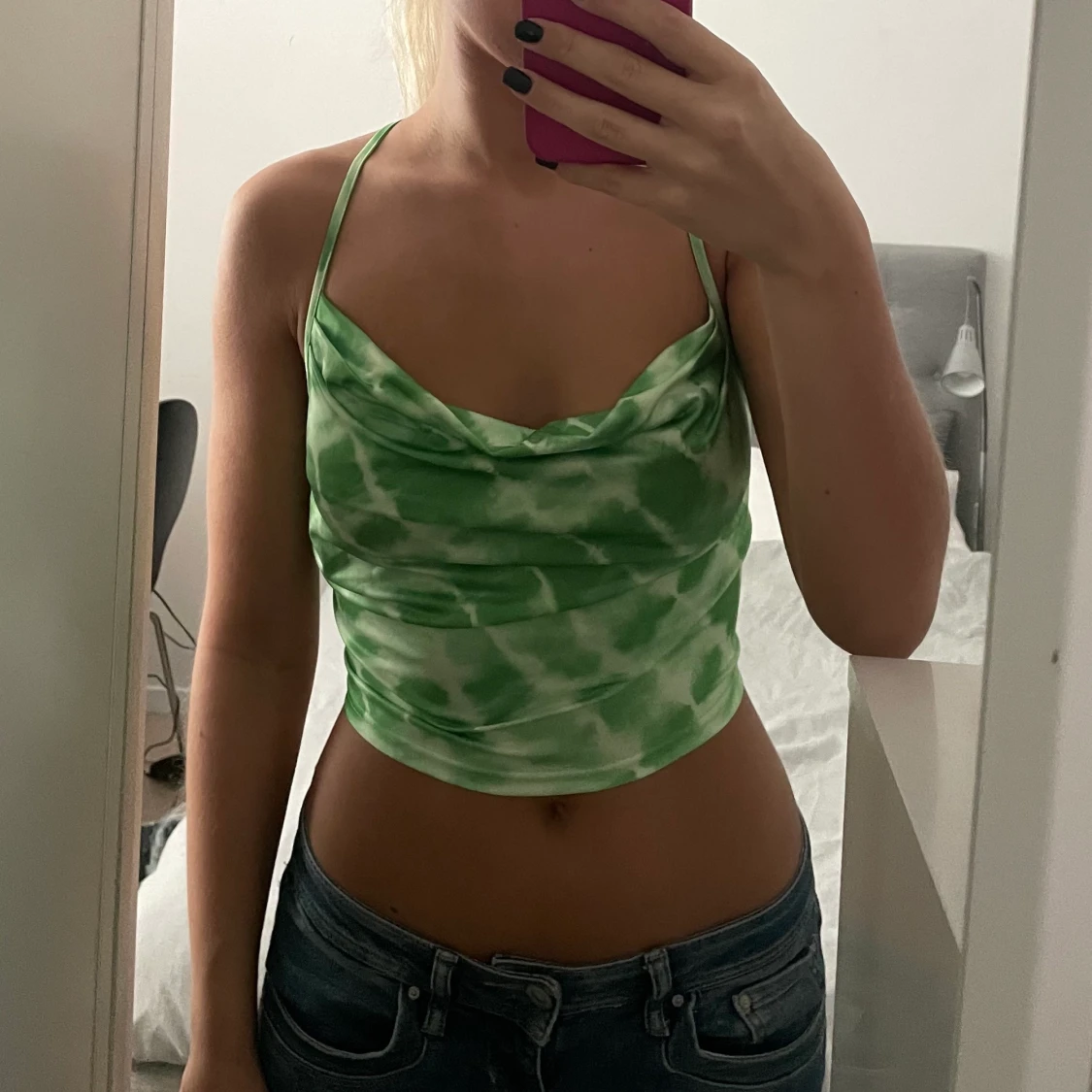 Grön topp med snörning XS