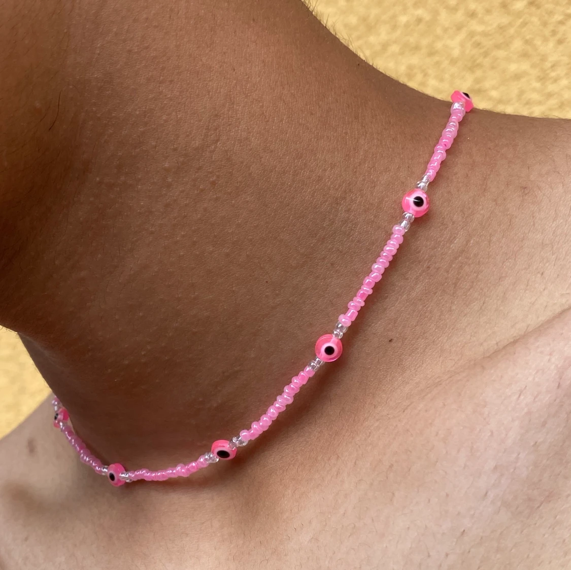 Hot pink Evil eye halsband đ