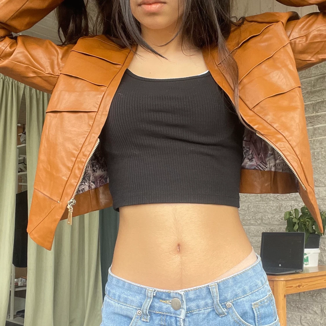 Brown leather jacket  - 90