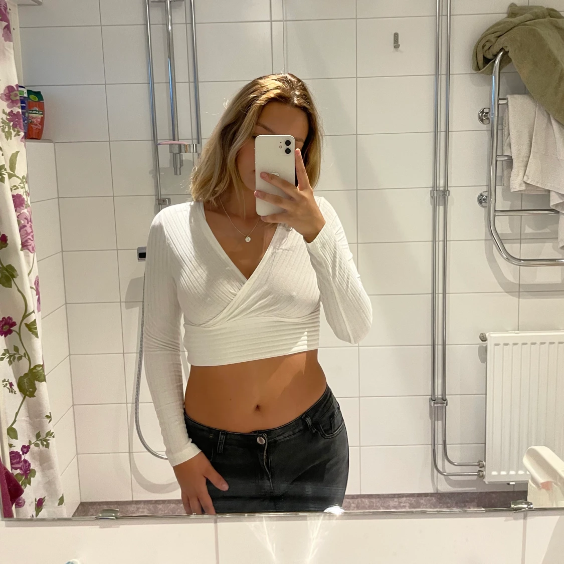 Vit långärmad topp - 90