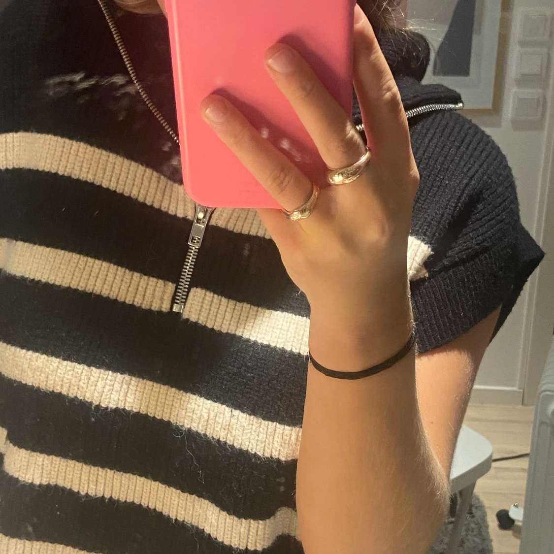 Kortärmad stickad tröja - 90