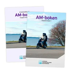 Säljer AM-boken moped klass 1 + Arbetshäfte. AM-boken är ett komplett kursmaterial för utbildning till AM-körkort. Arbetshäftet innehåller repetitionsmaterial, kör övningar och kontrollfrågor med tillhörande facit. Begagnat skick, köpt nya för 350 kr