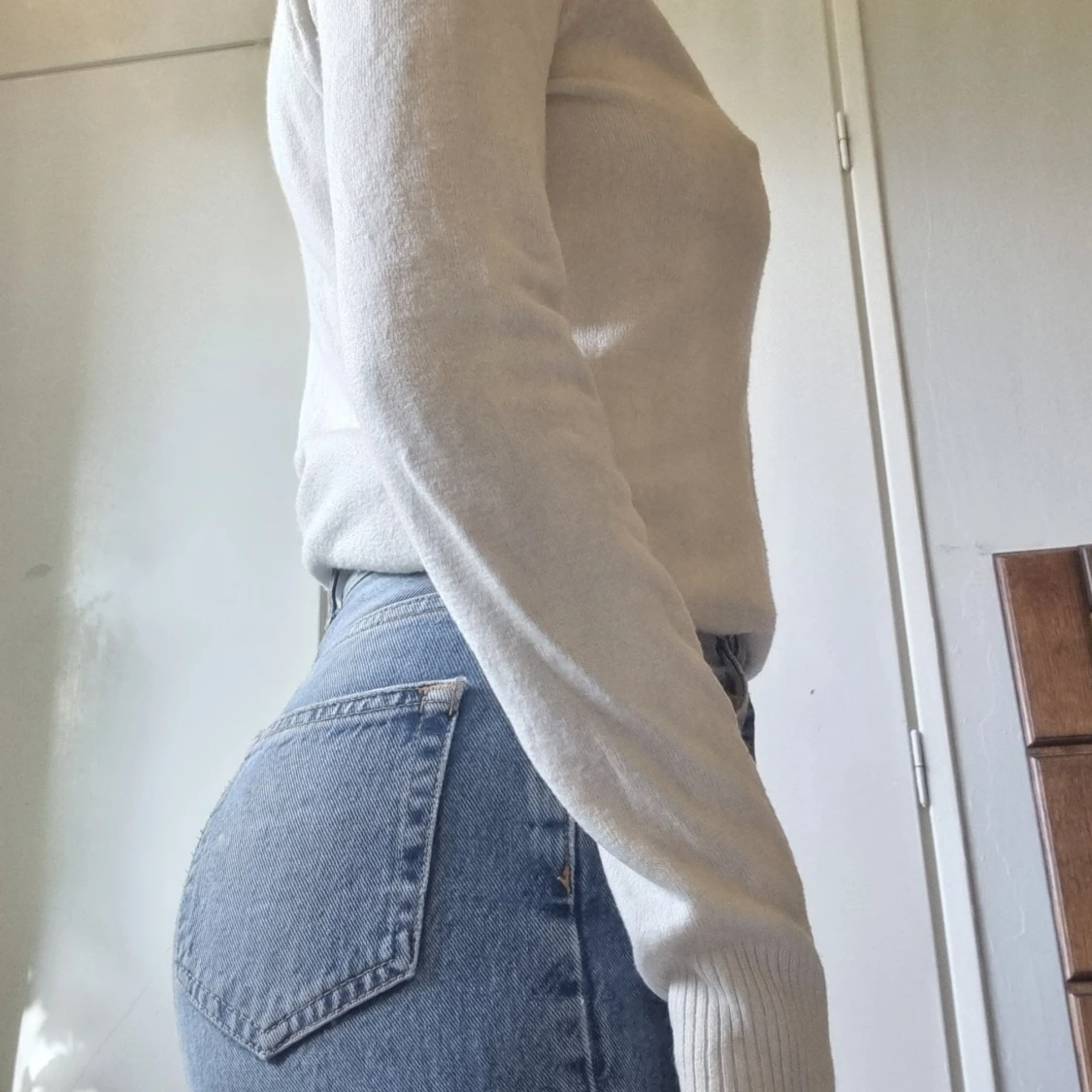 Vit stickad tröja - 90