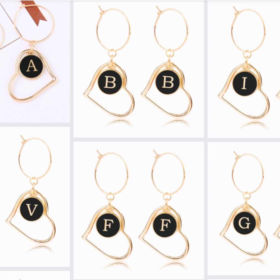 Stor Hjärta Örhänge med Bokstav  - 91