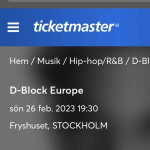 3st D-Block biljetter, Stockholm 26 februari Kan köpas separat