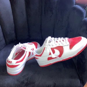 Nike dunk low retro  - Skorna är storlek 40,5  Dom riktigt feta Streetwear skor  Vitröda Nypris är runt 4 till 5 tusen  Här säljs dom för 3 tusen  Dom är orörda en fot har inte varit i dom här skorna.