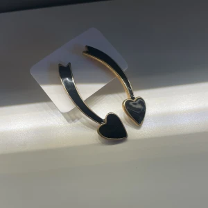 Örhängen  - Svarta örhängen med guldig kant och baksida🫶🏽Örhängena är aldrig använda . Köpare står för frakt💕 Kolla in min profil för flera olika örhängen och smycken💕🫶🏽 