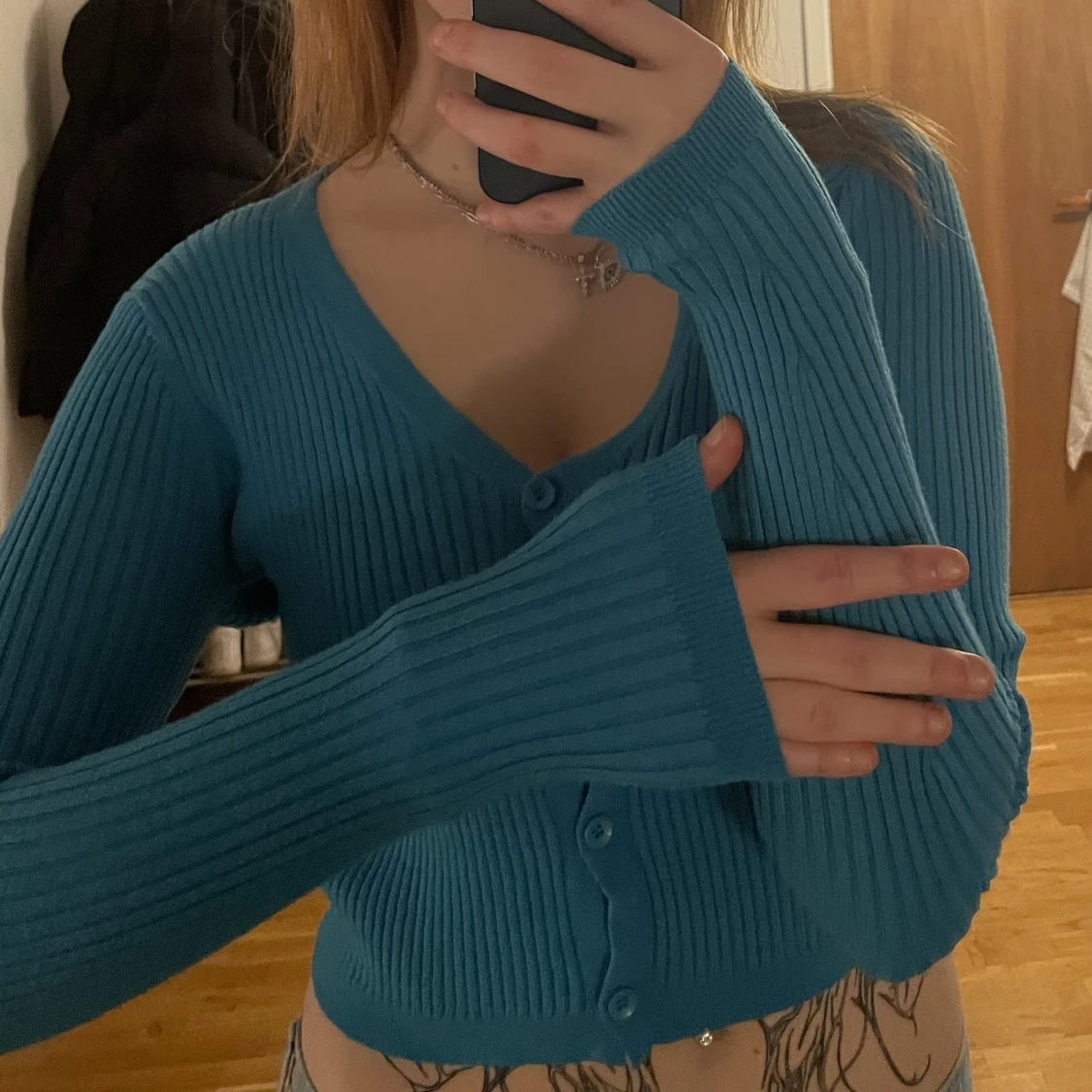 blå långärmad topp - 90