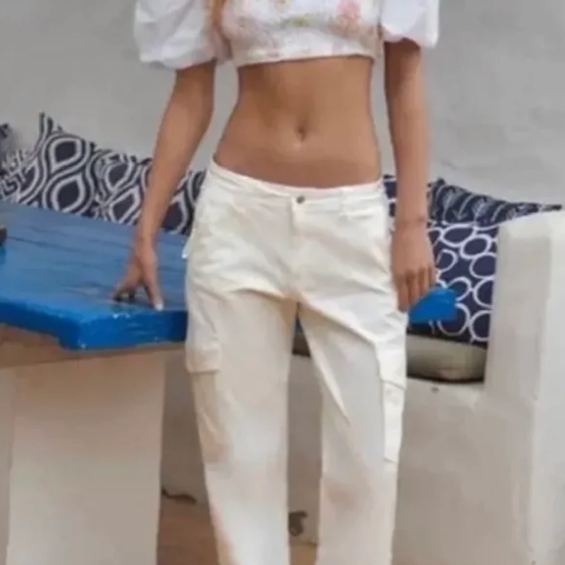 Vita cargo byxor  - 90