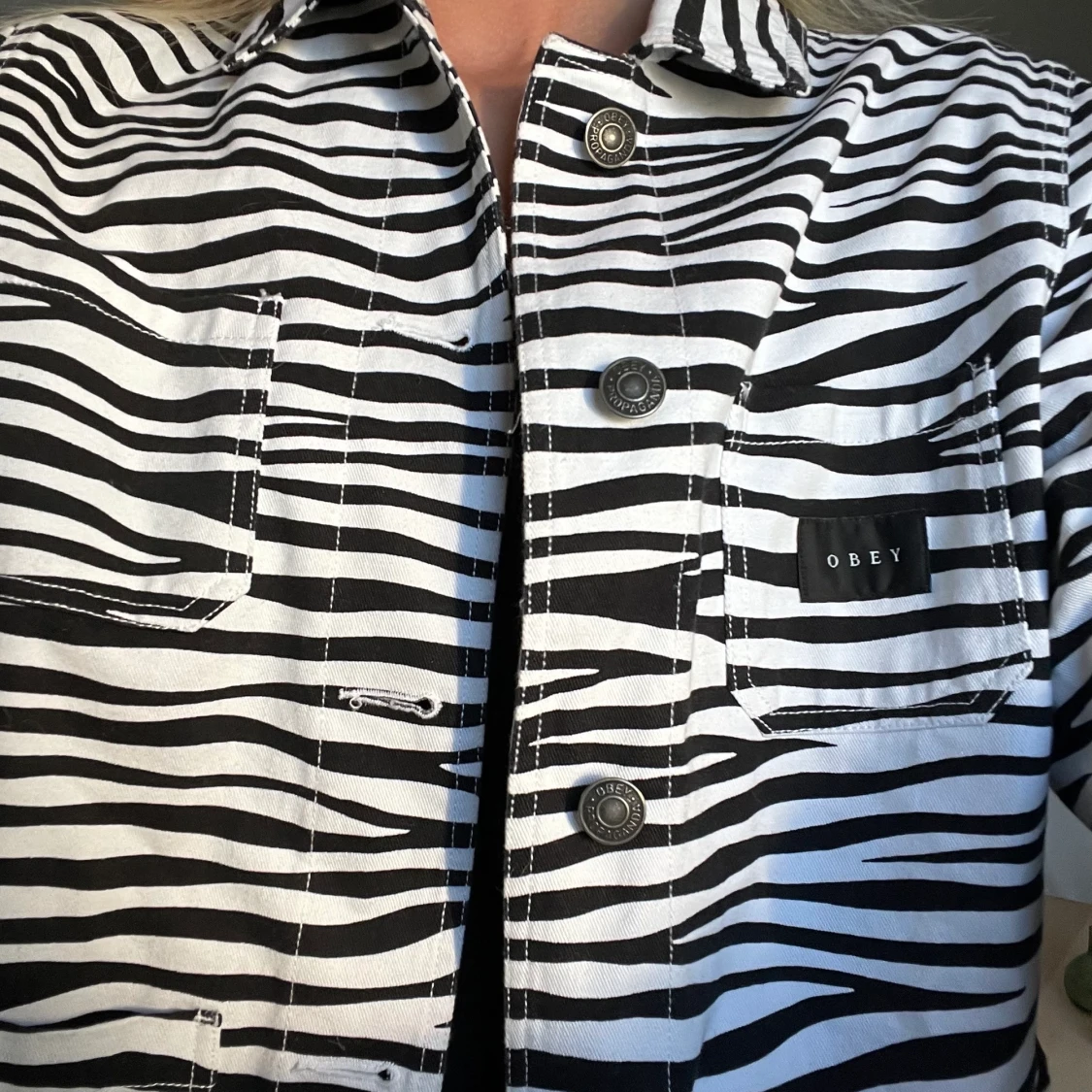 Zebramönstrad jeansjacka - 91