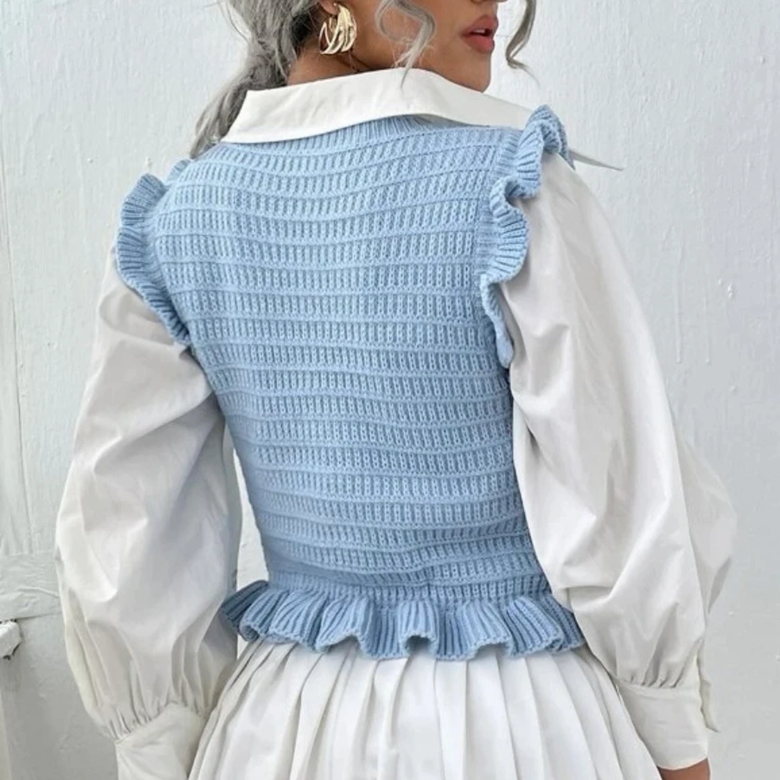 Krås slätt enkel stickad topp S - 90