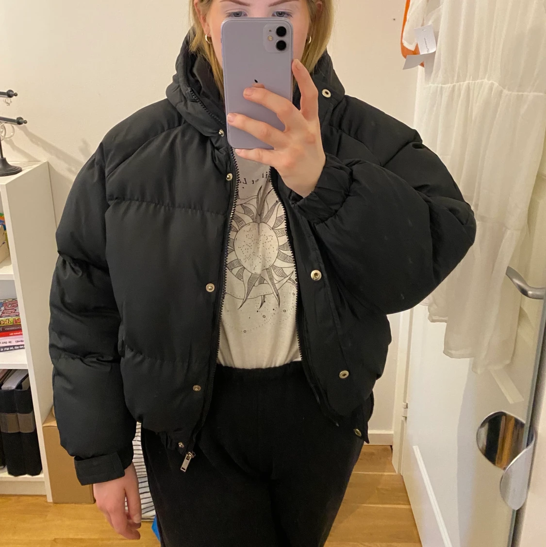 Svart puffer jacket från Boohoo