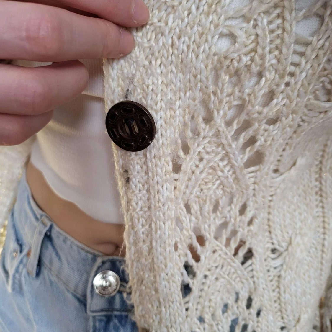 stickad cardigan med bruna knappar unbranded - 91