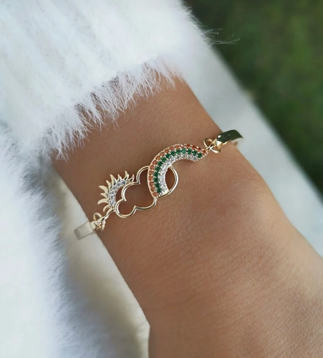 Rainbow cloud sun zircon stone bracelet - 90