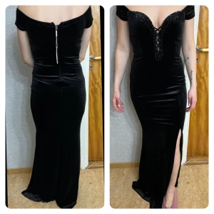 Oanvänd svart klänning - Svart klänning i sammetstyg. Helt ny och oanvänd, prislappen sitter kvar. Stretchig material, den är i Strl M/S.
