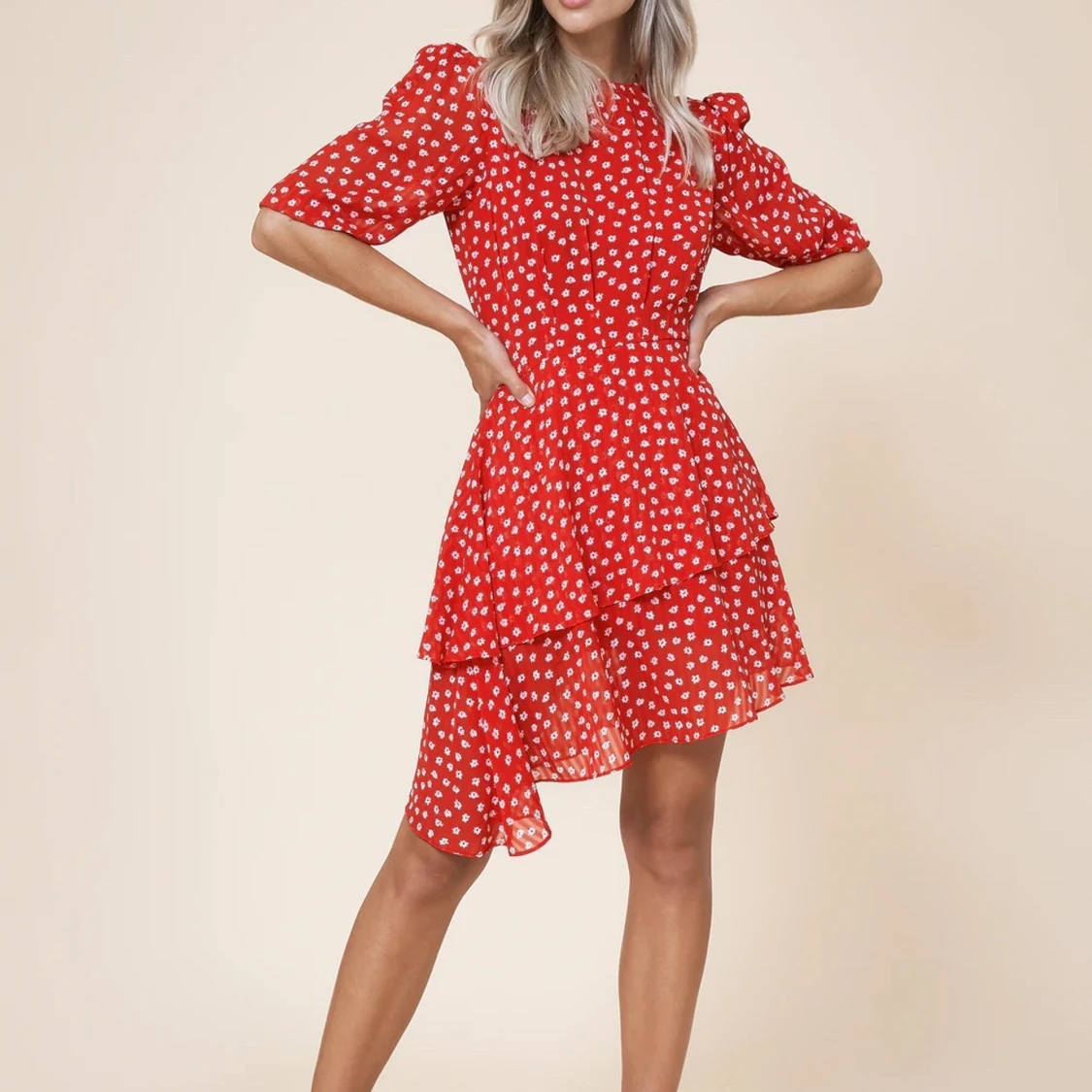 Adoore Assymmetric Dress Red