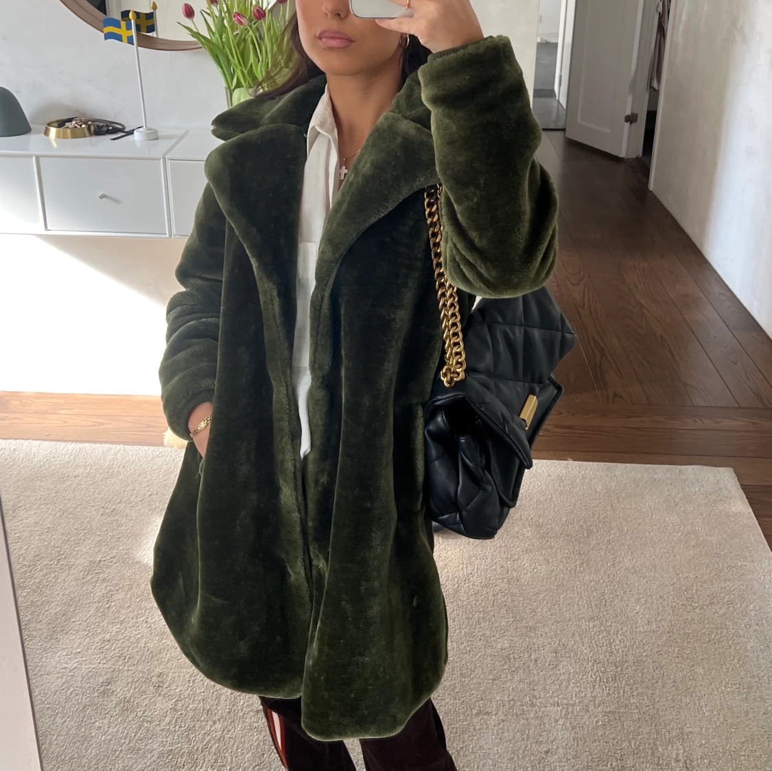 Grön pälskappa - 90